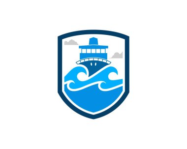 Sahil dalgalı ve balıkçı tekneli kalkan.