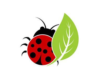 Yeşil yaprak resimli uğur böceği