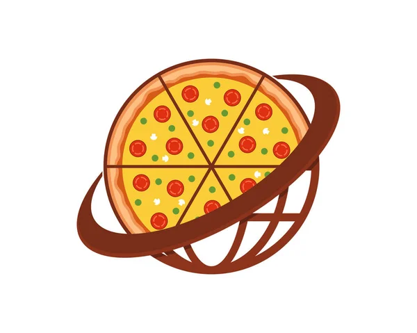 Combination Pizza Globe Logo — Stock Vector