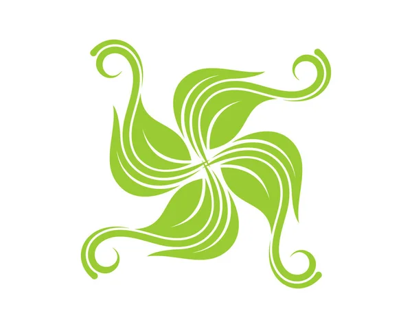 Circolare Verde Foglia Natura Logo — Vettoriale Stock