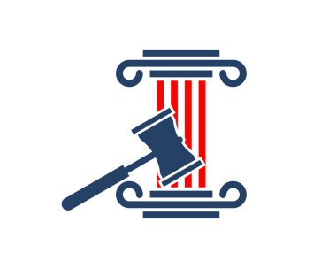 Ortasında çekiç hukuk firması olan bir sütun.