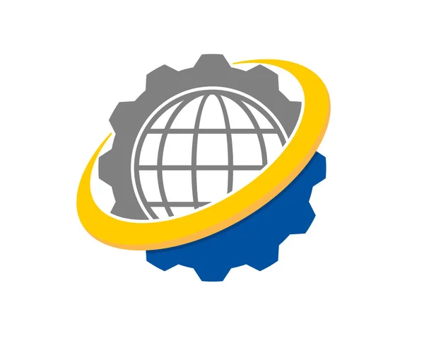 Globo Logotipo Engrenagem Círculo — Vetor de Stock