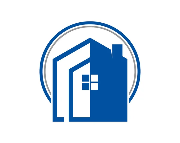 Casa Blu Con Logo Contorno — Vettoriale Stock