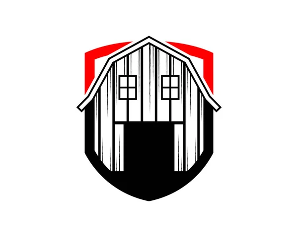 Εκμετάλλευση Αχυρώνα Στο Λογότυπο Της Ασπίδας — Διανυσματικό Αρχείο