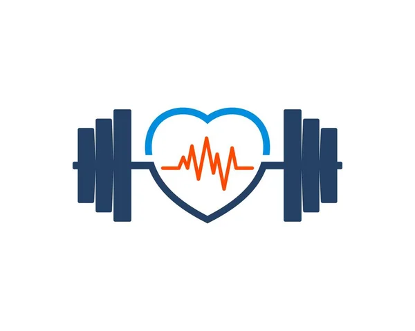 Kärlek Form Med Gym Skivstång Och Medicinsk Puls Inuti — Stock vektor