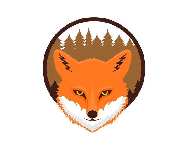 Fox Huvud Med Cirkel Skog Bakom — Stock vektor