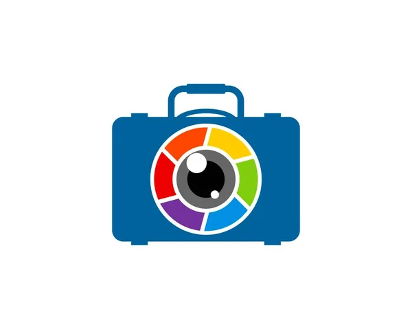 Travel Bag Rainbow Lens Camera — Stock Vector