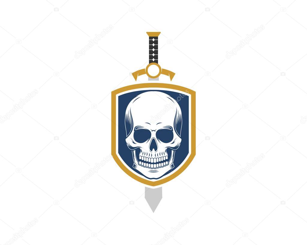 Simple shield with skull and sword