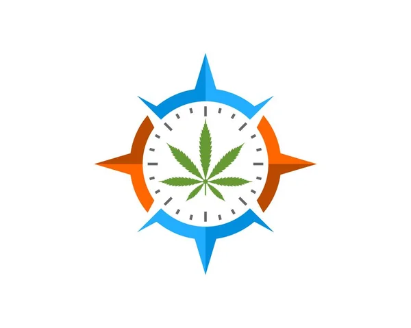 Nautischer Kompass Mit Cannabis Inneren — Stockvektor