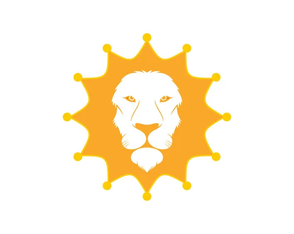 星の髪のロゴ付きライオンの頭 — ストックベクタ
