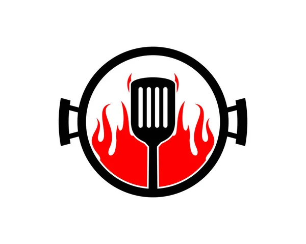 Spachtel Und Feuer Der Pfanne Logo — Stockvektor