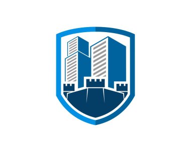 Kalesi ve binası olan bir kalkan.