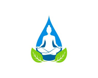 Kadınlar yoga ve doğa yaprağıyla su damlası.