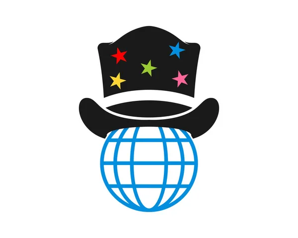 Globus Mit Zauberhut Logo — Stockvektor