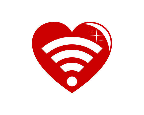 Love with internet connection symbol inside