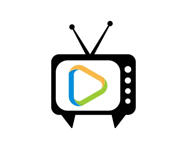 Televisione Con Media Play Logo Pulsante — Vettoriale Stock