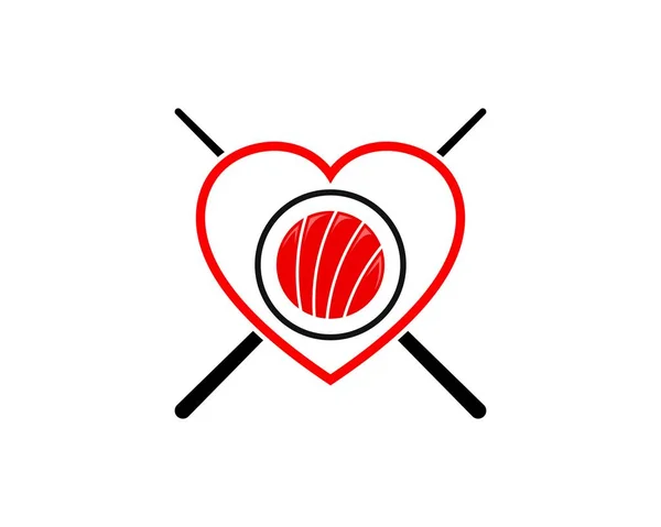 Σχήμα Αγάπης Σταυρό Chopstick Και Σούσι Μέσα — Διανυσματικό Αρχείο