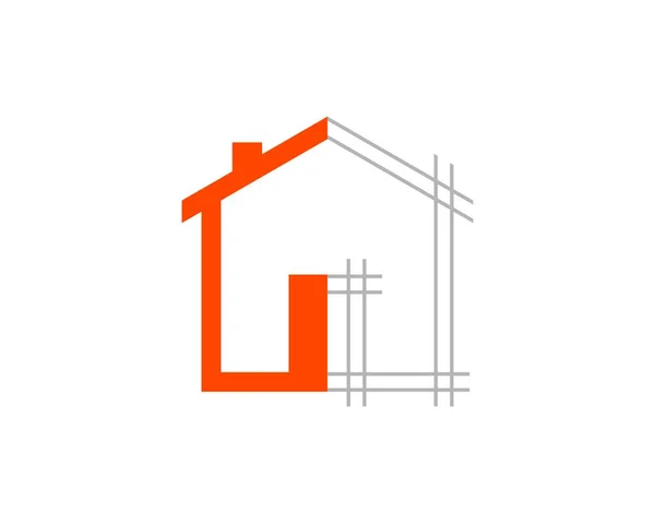 Construcción Casas Con Colores Gris Naranja — Archivo Imágenes Vectoriales