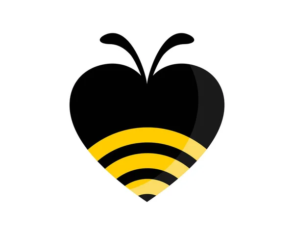 Abeille Avec Logo Forme Amour — Image vectorielle