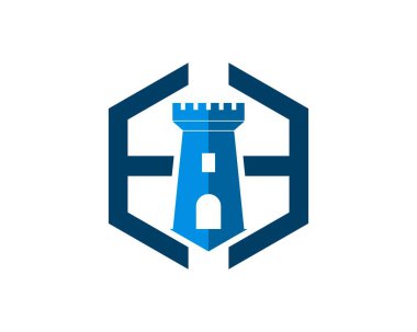 İçinde kale olan soyut altıgen şekil