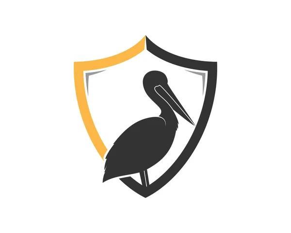 Pelikan Mit Schildschutzform — Stockvektor