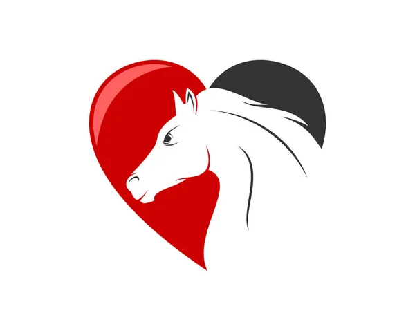 Głowa Konia Wewnątrz Logo Kształtu Miłości — Wektor stockowy