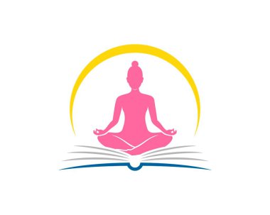 Güzel kadın yogasının olduğu soyut bir kitap.