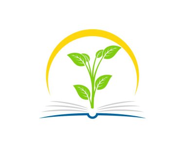 Doğa ağacı ve sarı çizgili soyut bir kitap.