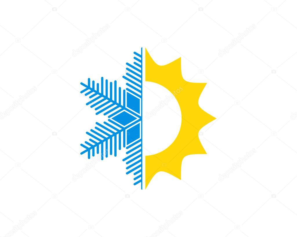 Simple shinning sun with half snow flower