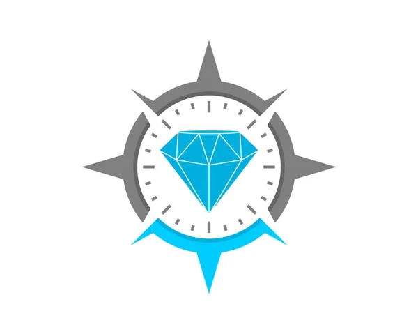 Diamant Juweel Het Kompas Logo — Stockvector