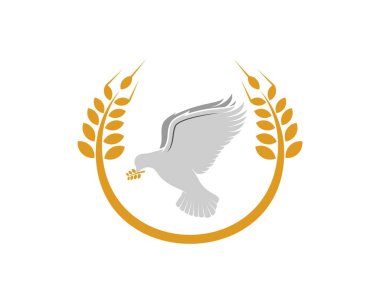 İçinde uçan güvercin olan dairesel buğday.