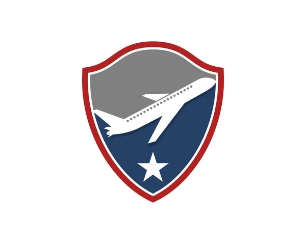 Avion Zburător Logo Scutului American — Vector de stoc
