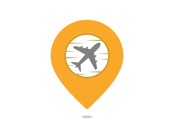 Avion Vol Intérieur Logo Localisation Pin — Image vectorielle