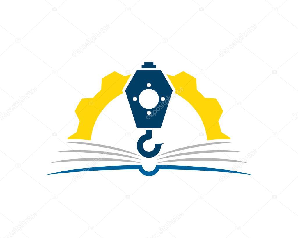 Abstract book with crane and repair gear