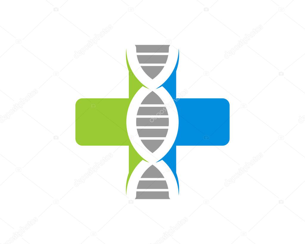 Medical symbol with DNA helix in the middle
