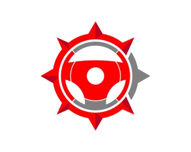 Arabanın direksiyonu pusula logosunun içinde.