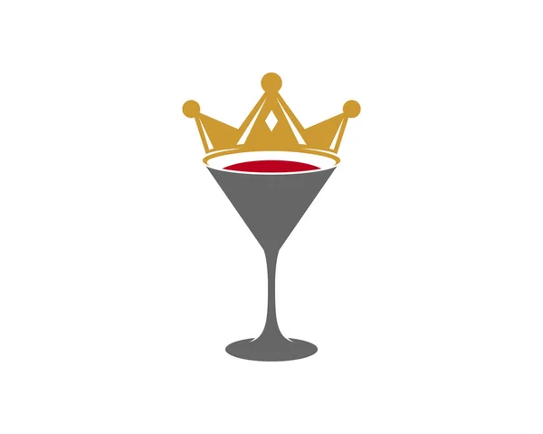 Copa Vino Con Logotipo Corona Rey — Archivo Imágenes Vectoriales