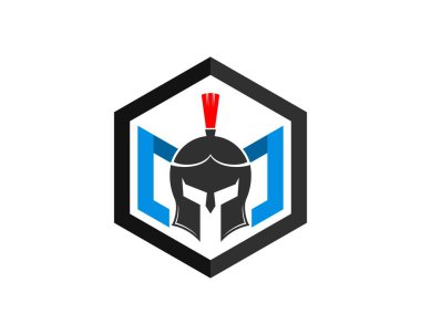 İçinde şövalye miğferi olan altıgen bir şekil.