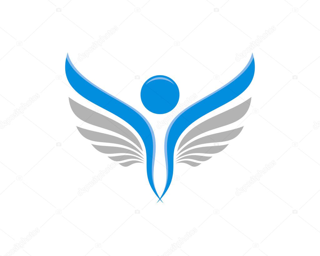 Swoosh people with spread wings