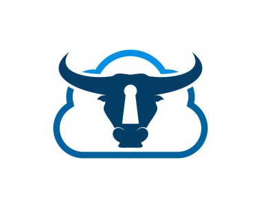 İçinde boğa kafası ve anahtar deliği olan basit bulut.