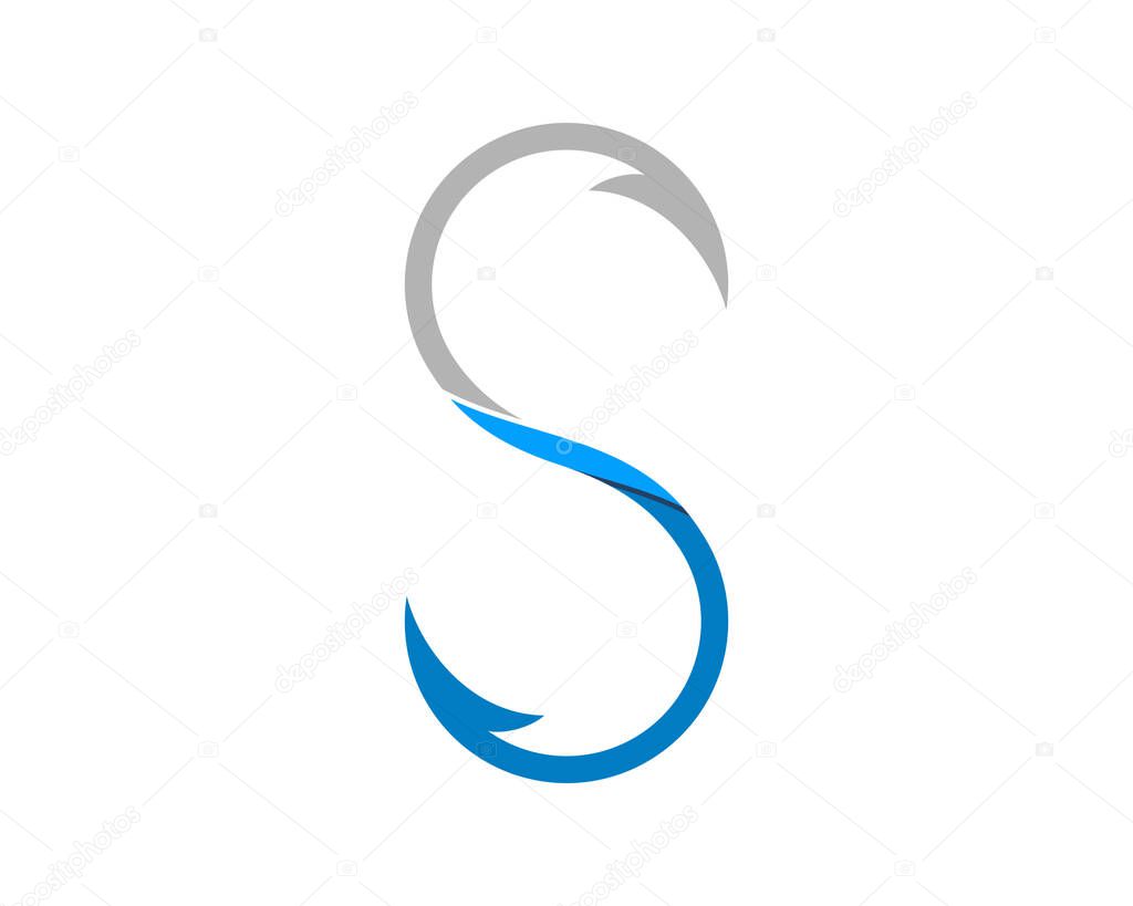 S Letter from two fishing hook logo