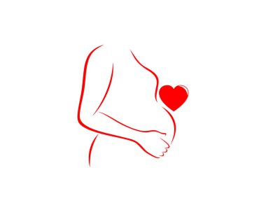 Kırmızı aşk logosuna sahip hamile anne