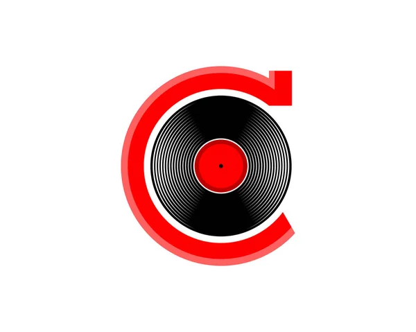 Brief Met Vinyl Muziekplaat Logo — Stockvector