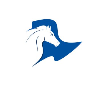 Horse head in the blue flag logo vector