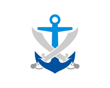 Çapa logosunda çaprazlanmış korsanların kılıcı.