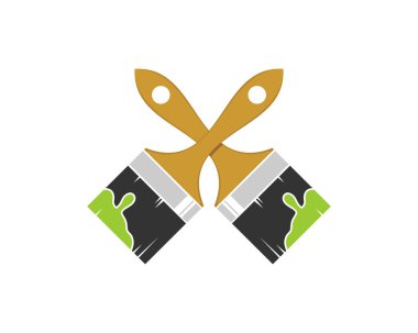 Boya fırçası yeşil boya ile çapraz