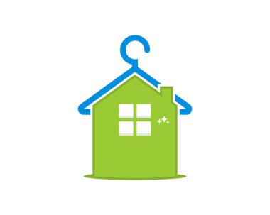 Üzerinde askı olan yeşil bir ev.