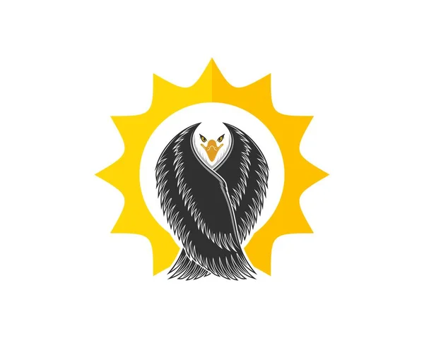 Sol Amarillo Brillante Con Águila Patriótica Dentro — Vector de stock