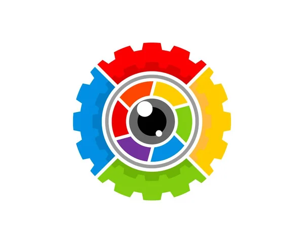 Colorful Gear Rainbow Lens Camera — Stock Vector
