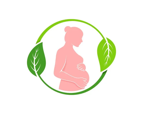 Circular Nature Leaf Pregnant Women — Stock Vector